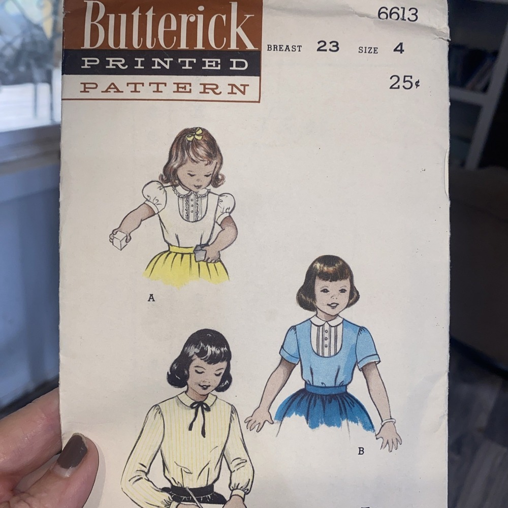 Vintage 1940’s Butterick Blouse Sewing Pattern 6613 Size 4 Cut Complete